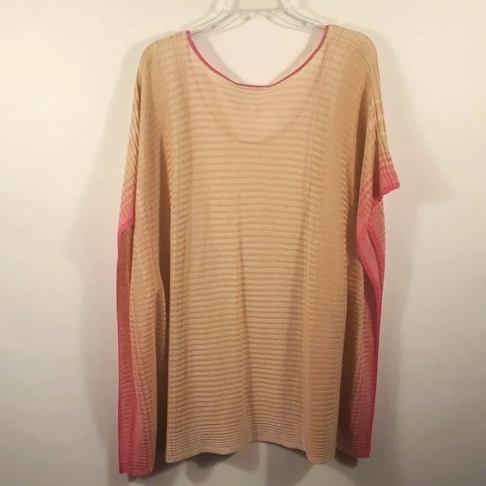 Coldwater Creek Tan Poncho Sweater With Sleeves M/L Drape